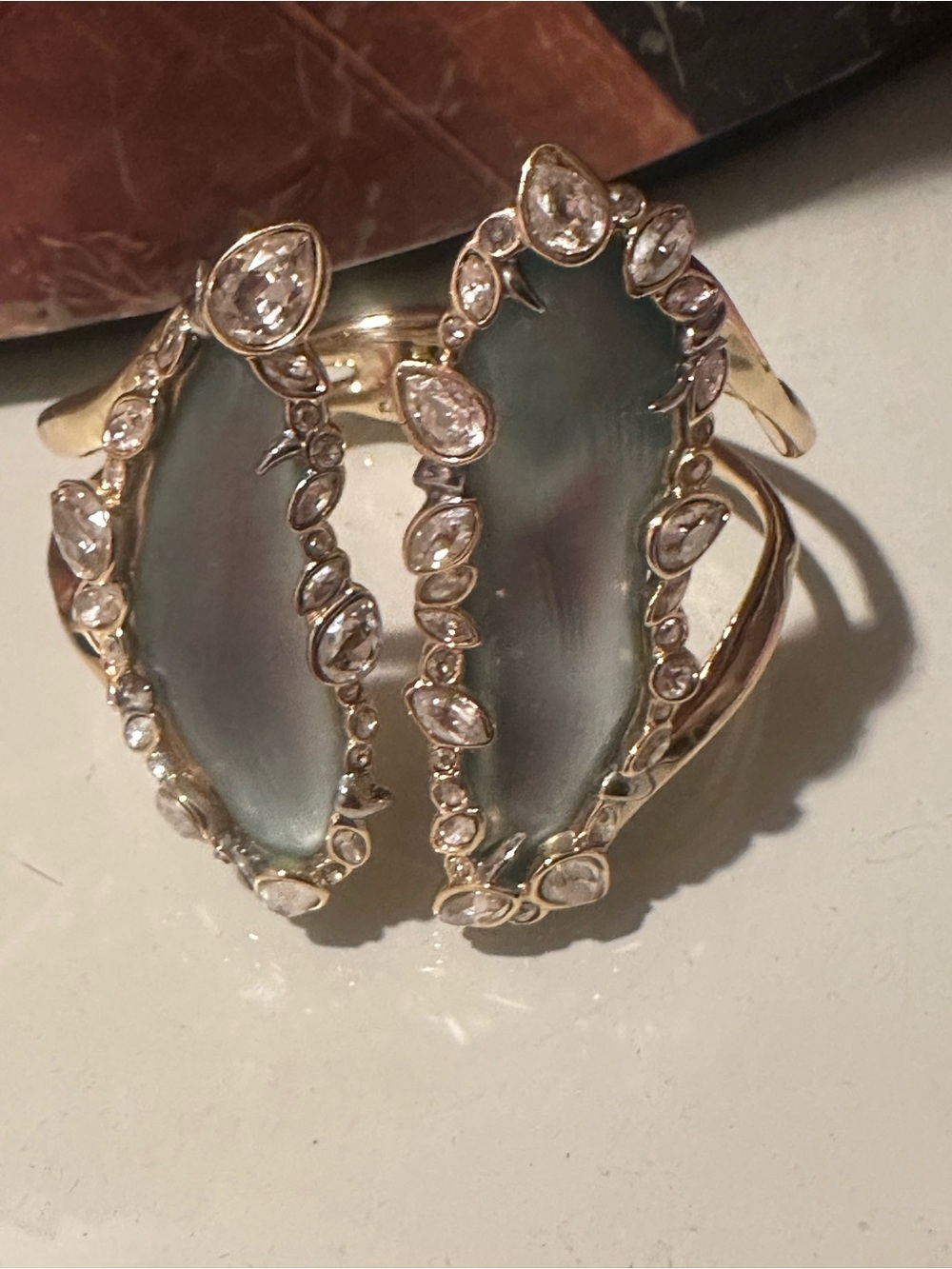 Alexis Bittar Gold Tone Crystal Statement flex cuff bracele